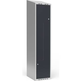 Garderobeskab 1x400 mm Skråt tag 2-delt søjle Z-dør Antracit dør Cylinderlås