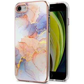 iPhone SE (2022 / 2020) / 8 / 7 Hybrid Plastik Bagside Cover - Mælkevejs Marmor - Lyserød