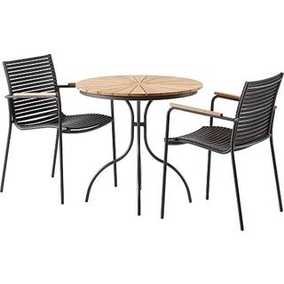 Kerteminde teak cafésæt, antracit stel med 2 Mood stole
