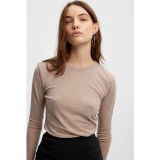 Gestuz Niniagz Ls Wool Roundneck Noos Toppe & T-Shirts 10906718 Sand Melange (XLARGE)