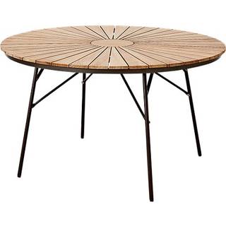 Kerteminde teak havebord Ø130 cm, mocca stel