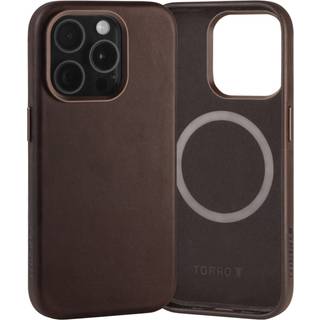 iPhone 15 Pro Slimline Leather Bumper Case (MagSafe Compatible) - Dark Brown