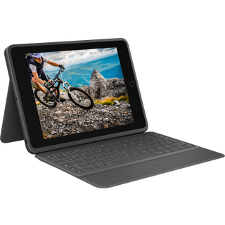 Logitech Rugged Folio - keyboard and folio case - QWERTY - US International - graphite - Tastatur & Folio sæt - Universal - Grå