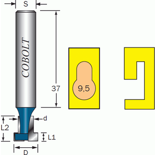 Cobolt 244-095 T-Sporfræser D=9,5/6,4 L=10,5 TL=52 S=8