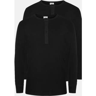 Langærmet t-shirt "grandad" 2-pak | 100% økologisk bomuld | Sort