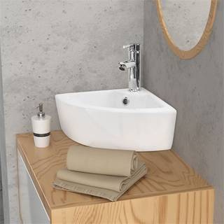 Kvadratisk vask med overløb 46x33x13 cm hvid keramik ML-Design