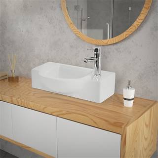 Vask 44,5x25,5x12 cm hvid keramik hanehul højre ML-design