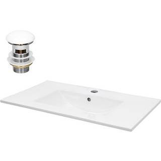 Håndvask med pop-up affald og overløb 81x46,5x17,5 cm hvid keramik