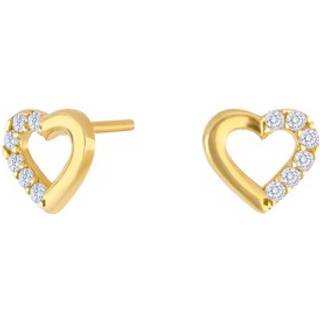 Siersbøl 8kt. guldørestikker hjerte med cubic zirkonia