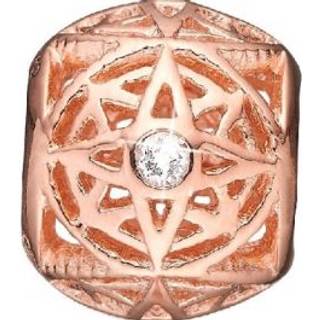 Christina Charm til læderarmbånd Compass i rosaforgyldt med 2 topaser