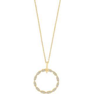 Siersbøl 8kt. guldvedhæng cirkel med cubic zirkonia inkl. forgyldt kæde