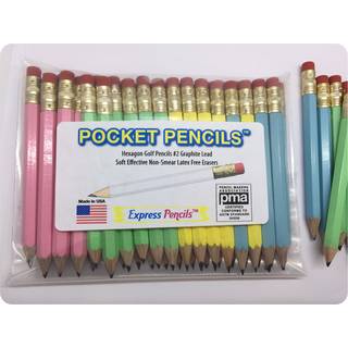 Express blyanter pasteludviklingsgolfblyanter med viskel?der - halvklasse pew kort mini lille ikke -giftig - hexagon sk?rpet 2 blyantfarve - Asst