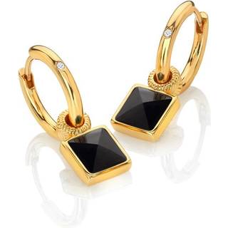 Hot Diamonds Hot Diamonds X JJ Gold Tone Onyx Earrings