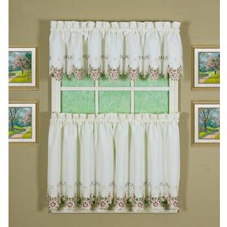 Dagens gardin Verona Reverse Embroidery Tier 24 """" Ecru/Rose