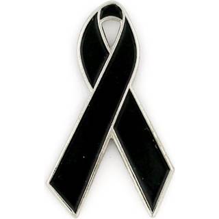 Pinmart Awareness Emalje Lapel Pin - Nikkelbelagt sort b?ndstift - Mourning Ribbon eller Melanoma Cancer Forebyggelse Awareness - Jewelry Broche
