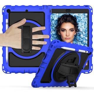 iPad 10.2" (2021 / 2020 / 2019) Håndværker Bagside Cover m. Håndholder, Kickstand & Apple Pencil Holder - Blå