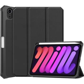 iPad Mini (2024 / 2021) - Læder Flip Cover m. Styluspen Holder & Ståfunktion - Sort