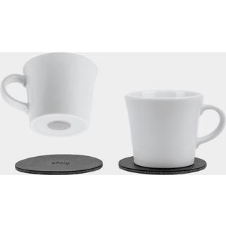 Magnetiske espressokopper i porcelæn Silwy Porcelain Magnetic Espresso Cups, hvid, 7 cl / 70 ml, 2-pack + magnetiske glasunderlag