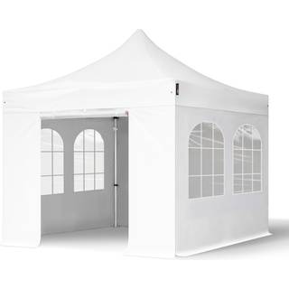 3x3m, aluminium, easy-up-pavillon, 4 sidedele, rød - (59014)
