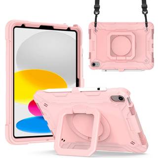 iPad 11" (2025) / iPad 10.9" (2024/2022) Tough Silikone Cover m. 360 Graders Fod & Bærestrop - Rose Gold