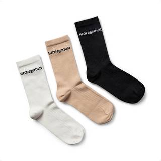 Rib Socks - Black+Creamy White+Creamy Grey - H2O Fagerholt - Sort 43-46