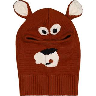 Stella McCartney Kids Bear cotton and wool ski mask - brown - L