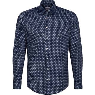 Seidensticker Herren Hemd blau gemustert Slim Fit