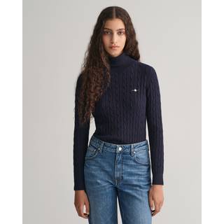 GANT Dame Kabelstrikket sweater af strækbomuld med rullekrave (XXL)