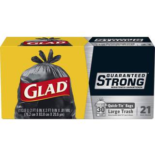 Glad Garanteret Strk, Store Quick-Tie affaldsposer 30 Gallon 21 Antal (Pakken kan variere)