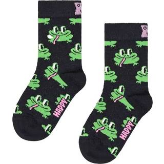 Fun Frog Socks for Kids | Novelty Crew Socks - Black, Green, Pink, White - 2-3 Years