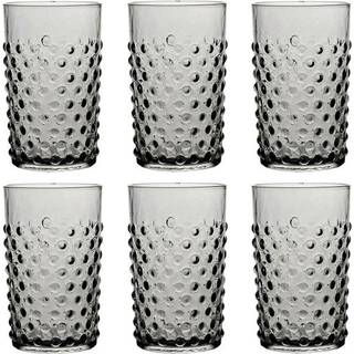 KLIMCHI Glassware - 'Hobnail' tumblers, set of six, smoke grey in smoke grey glass