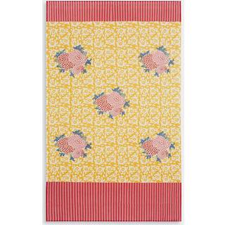 Lisa Corti Bath Linens - 'Arabesque Corolla' beach towel, red and yellow in multicolor Cotton Muslin