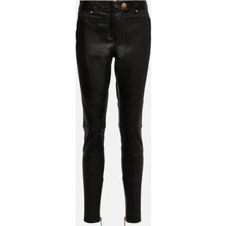 Balmain Low-rise leather skinny pants - black - XL+