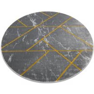 Tæppe EMERALD eksklusiv 1012 cirkel - glamour, stilfuld marmor, geometrisk grå / guld cirkel 160 cm