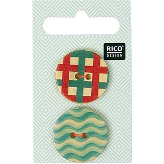 Holzknopf grafisch 2,5cm 2 Stück bedruckt - Bunt