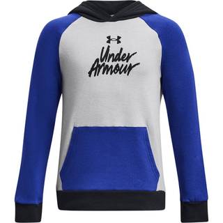 Sweatshirt med hætte Under Armour Rival Fleece Script Colorblock 1379795-400 Størrelse YLG