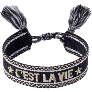 DARK Woven Friendship Bracelet C'est La Vie Black With Gold