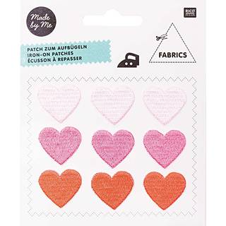 Patches Herzen 9 Stück zum Aufbügeln - Rosa, Pink, Rot