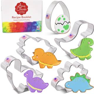 DINOSAUR COOKIE CUTTERS 5-PC. S?t lavet i USA af Ann Clark T-Rex Brontosaurus Stegosaurus Triceratops Dino Egg