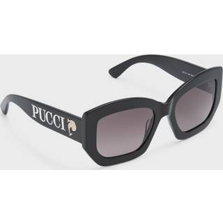 Emilio Pucci Kvinde EP0211 01B Solbriller Acetat Sort Grå Geometrisk Normal Skygge