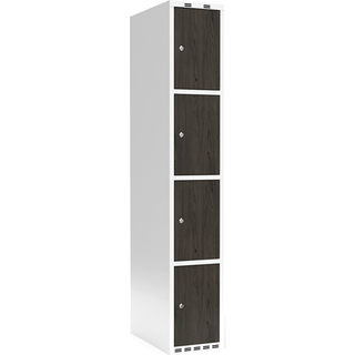 Garderobeskab 1x300 mm Lige tag 4-delt søjle Laminat dør Nocturne wood Cylinderlås