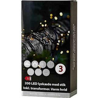 Lyskæde med 200 LED - varm hvid