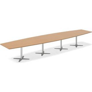 Konferencebord DNA, Bøg 5000x1200 mm bådformet, Alugrå understel