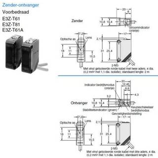 Omron Fotoaftaster sender/modtager 2m kabel