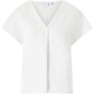 VILA Viellette V-neck S/S SATIN TOP Snow White 40