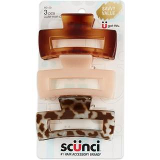 Scunci af Conair Hair Claw Clips - Hårtilbehør til kvinder - Ideel til fint hår - 3 tommer - Tortortuise Taupe og Giraffe -3 -tælling