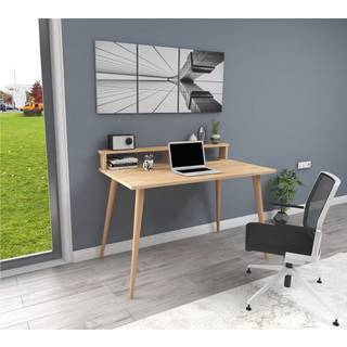 Kelly skrivebord med hylde i træ 110x60x75 cm Flere varianter - Lys fyrretræ