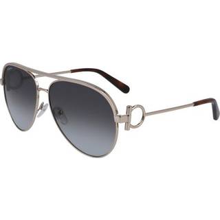 Ferragamo Kvinde SF237S 785 Solbriller Metal Guld Grå Pilot Normal Skygge