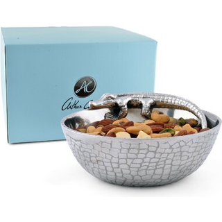 Arthur Court Designs Aluminium Metal Alligator Gator Skin M?nster Nut Snack Side Condiment Bowl 6 tommer Diameter