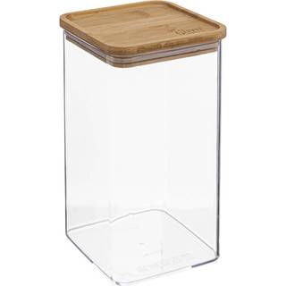 Madopbevaring med bambuslåg - Transparent - 10,1cm x 10,1cm x 20,5cm - Adeline